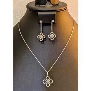 Signed Daniel K DANI 'Clover' Drop Sterling Silver Earrings & Necklace Set